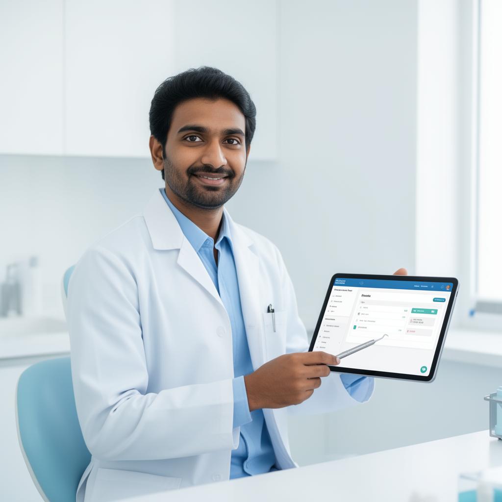 Dentist using Airoter clinic management platform